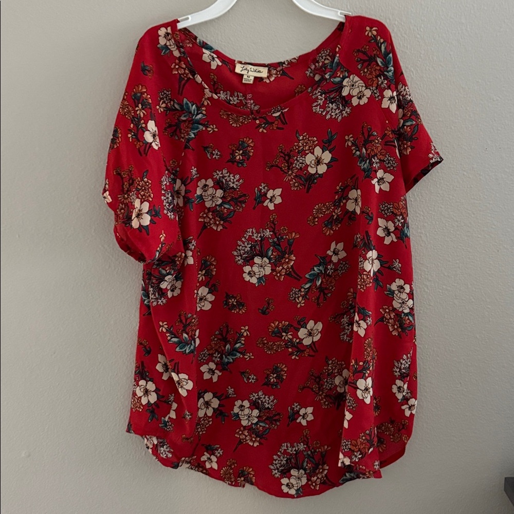 Red Floral Blouse